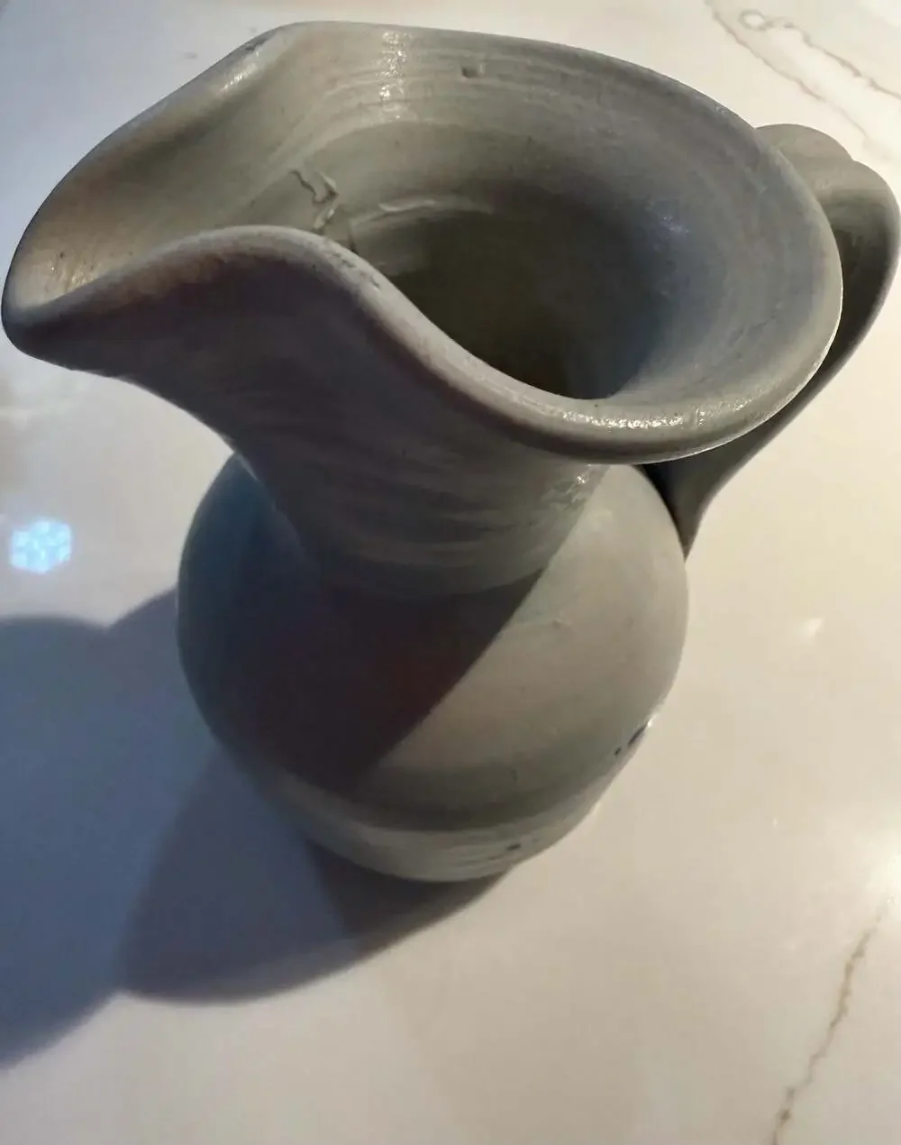 Vintage Williamsburg Pottery Salt-Glazed Stoneware Pitcher with Cobalt Blue Flor